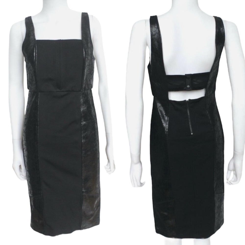 Alice + Olivia Black Leather Panel Dress